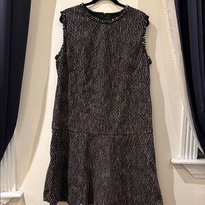 Boss Black and White Textured Mini Dress